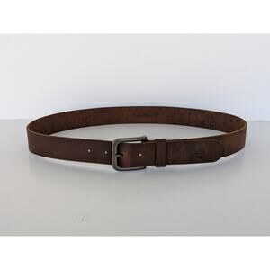 Timberland Mens Genuine Brown Leather Gunmetal Buckle Belt Mens Size 34 or M